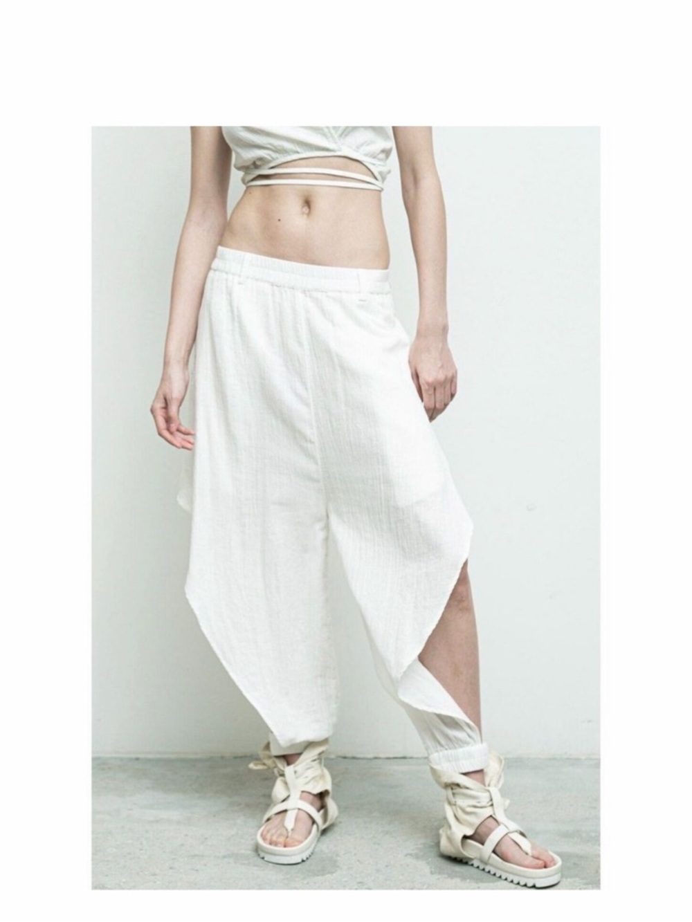 Nicholas K Citra Pants Size Large – Ivory, Draped, Elastic Waist, Relaxed Fit - Picture 2 of 10
